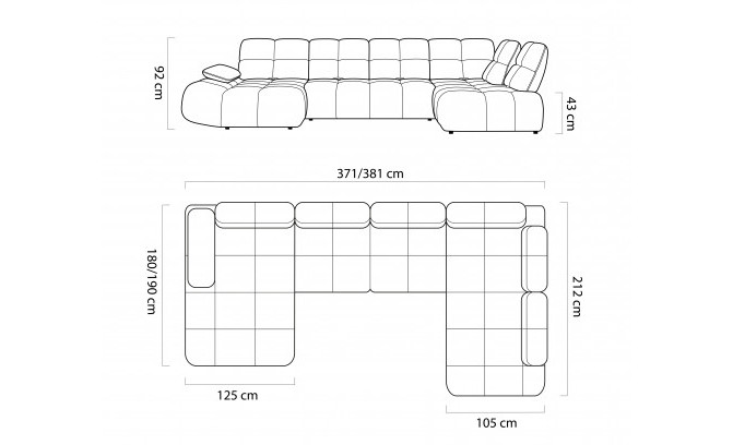 Stūra dīvāns GAMBA XL